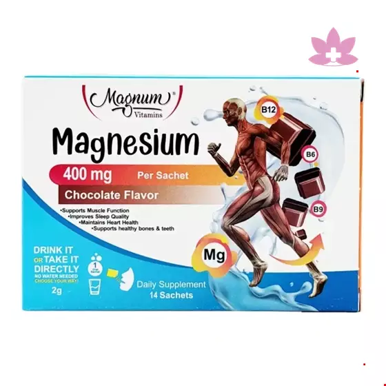Magnum Vitamins Magnesium 400 mg chocolate flavor  14 Sachet