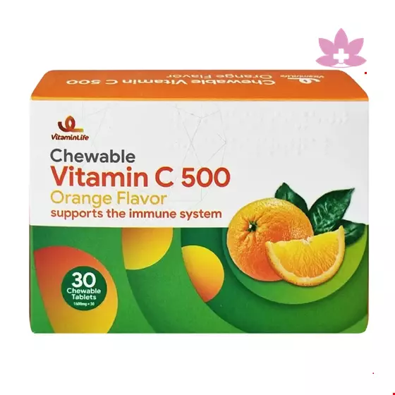 Vitamin Life Chewable Vitamin C 500 mg  orange Flavor 30 Tabs
